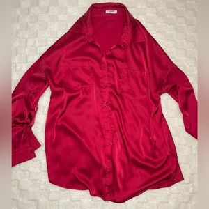 Red silk button up
